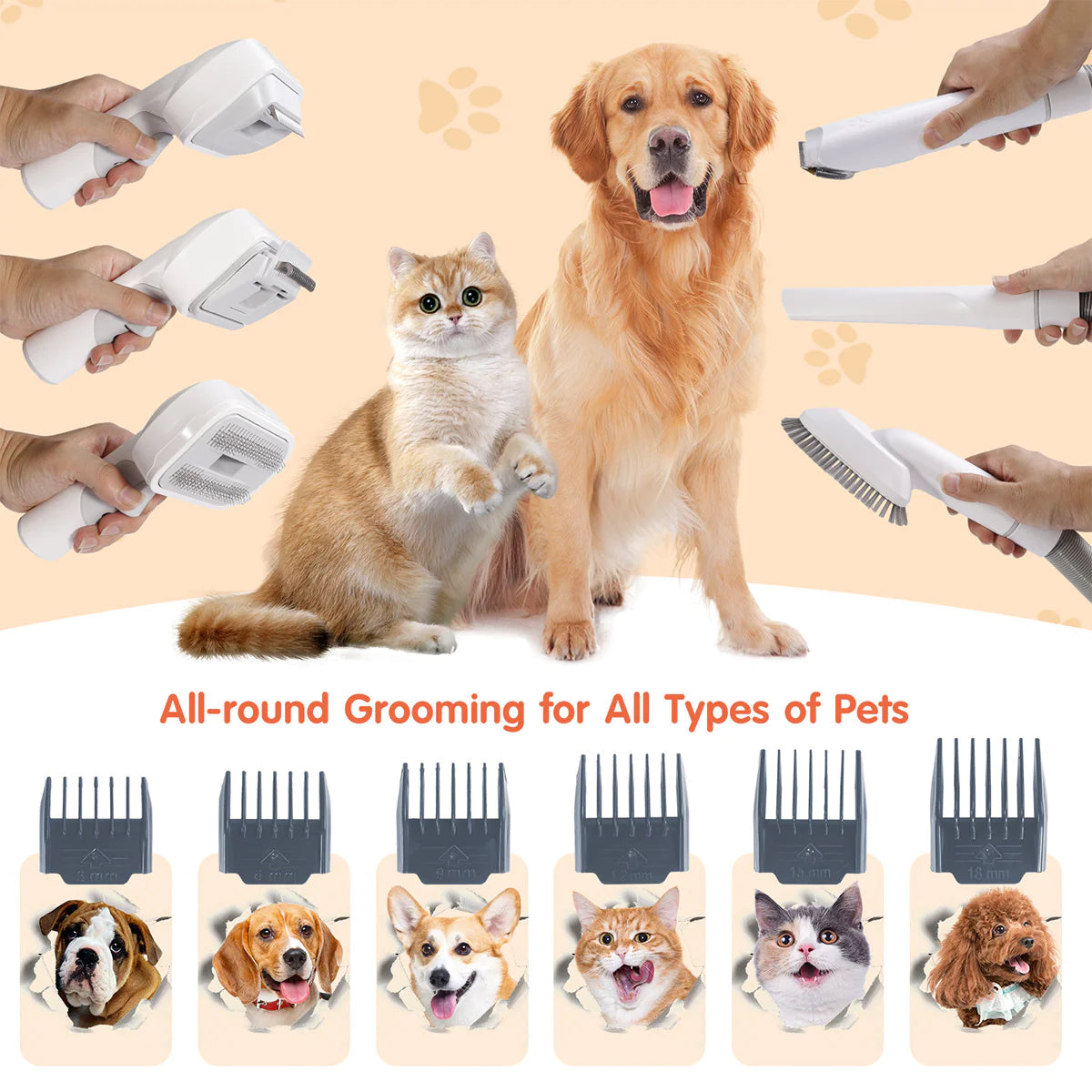 Pet Suction And Scissors All-in-one Machine Dust Collection Suit Multi-function Hair Care Device