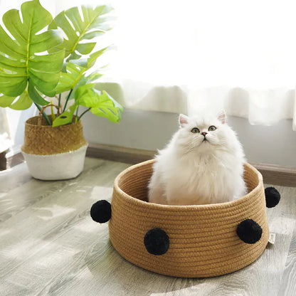 Nordic Cat Bed for All Seasons - Cotton Pet Basket