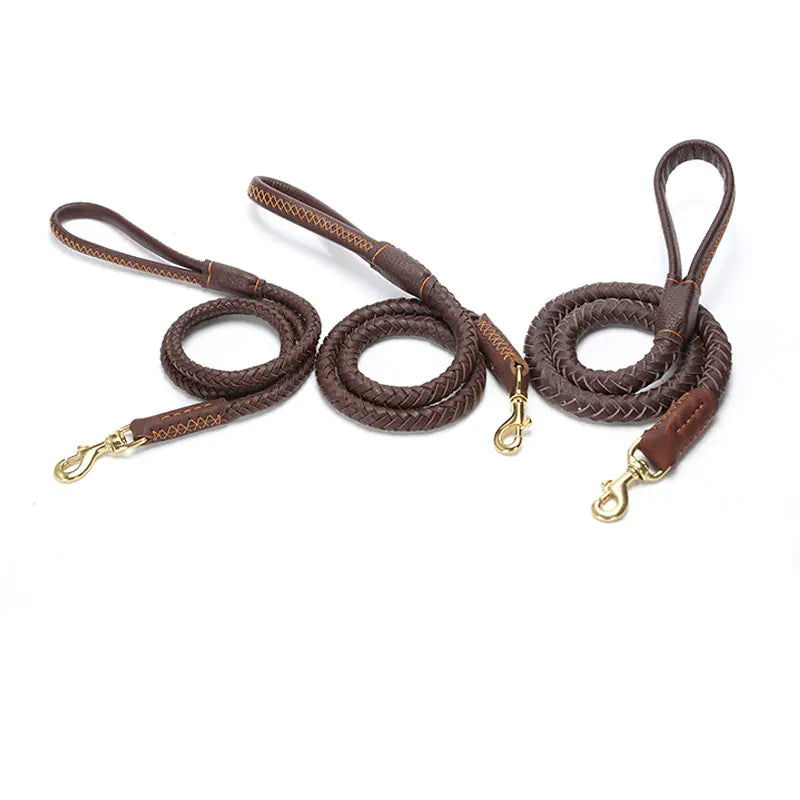 Leather Dog Leash for Medium and Large Breeds