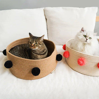 Nordic Cat Bed for All Seasons - Cotton Pet Basket
