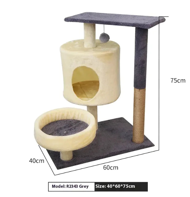 Multi-Level Cat Tower with Scratching Post & Cozy Nest