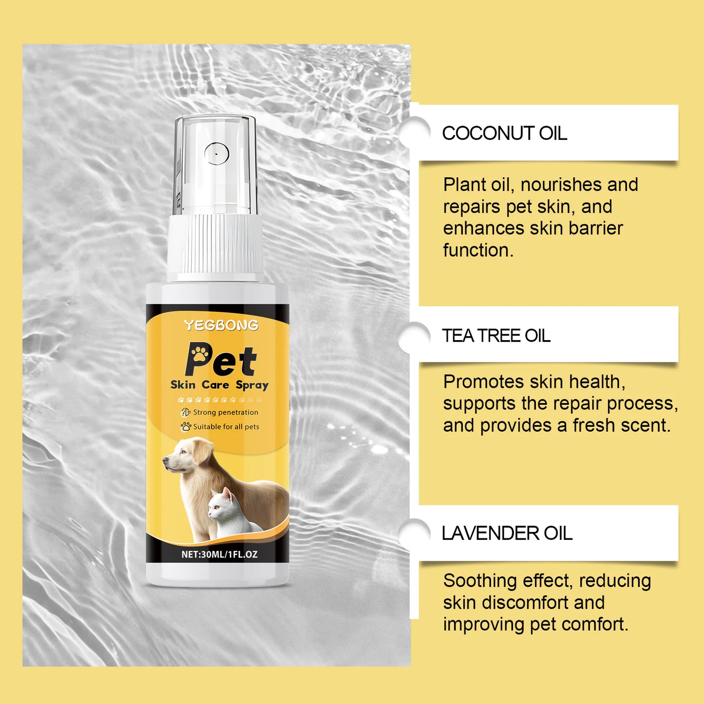 Pet Skin Care Spray for Dogs – Gentle Moisturizing Formula, 30ml