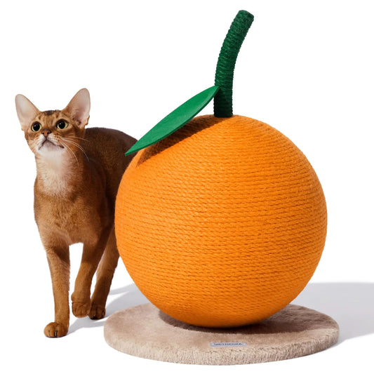 Orange Cat Scratching Post Cute Cat Scratcher with Sisal Rope Vertical Cat Scratch Post for Indoor Cat and Kitten Cat Scratching Ball