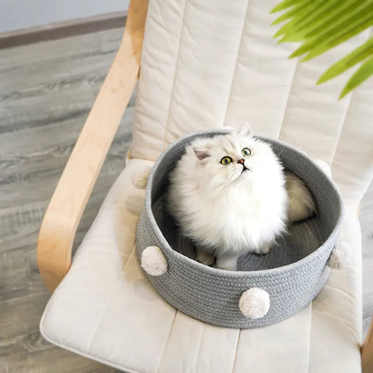Nordic Cat Bed for All Seasons - Cotton Pet Basket