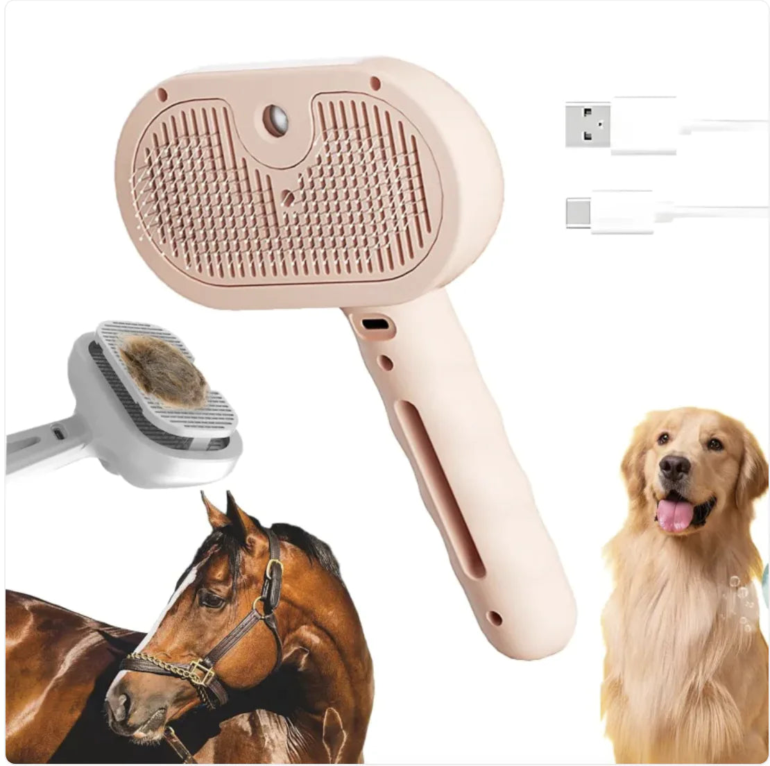 Chevaroo 3-in-1 Self-Cleaning Steam Pet Brush