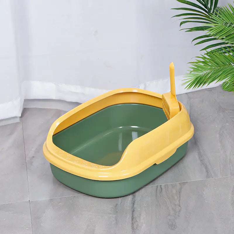 Semi-Enclosed Anti-Splash Cat Litter Box with Shovel