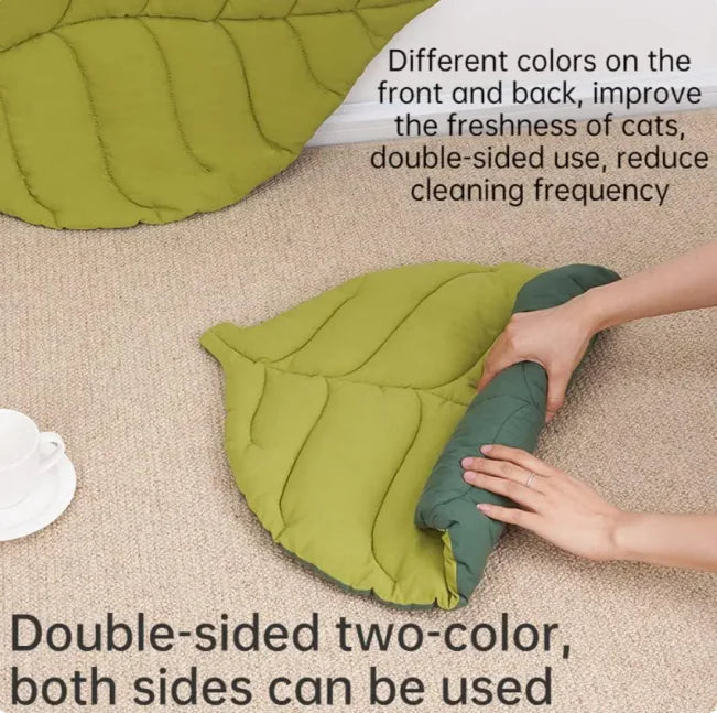 Leaf-Shaped Double-Sided Cat & Dog Floor Mattress Bed