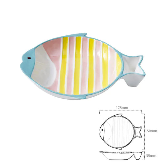 Fish-Shaped Ceramic Cat Food Feeding Bowl