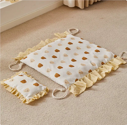 Solid Wood Cat Bed with Washable Cushion