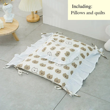 Solid Wood Cat Bed with Washable Cushion