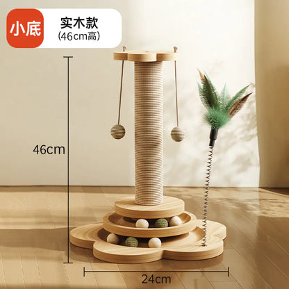 Wholesale Solid Wood Cat Toy with Sisal Scratch Post